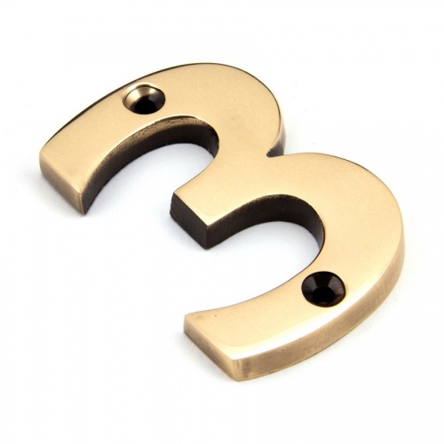 Polished Bronze Numeral 3